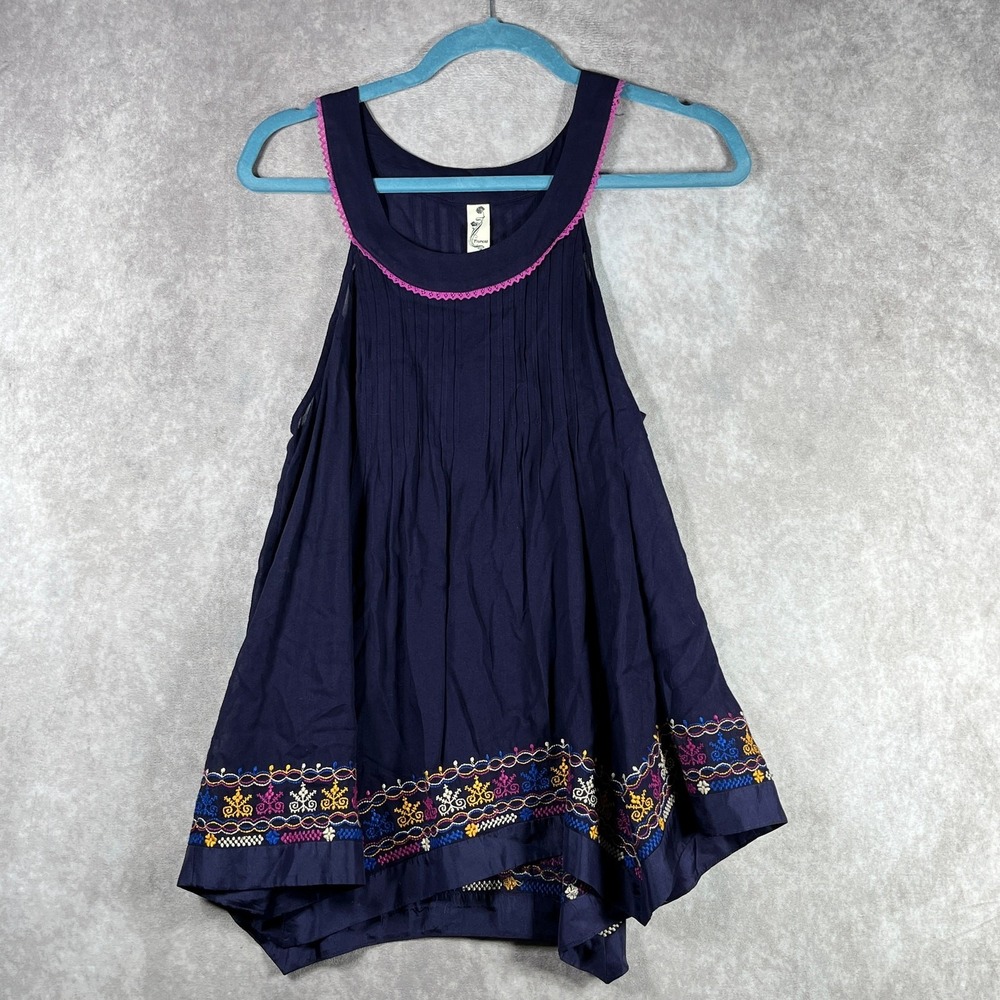 Anthropologie Floreat Top Womens 2 Purple Embroidered Sleeveless Boho Festival